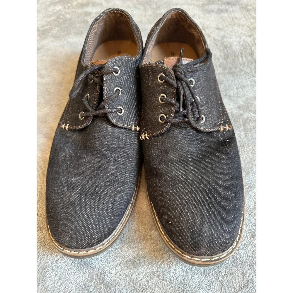 Men's dark denim‎ and faux leather dress shoes